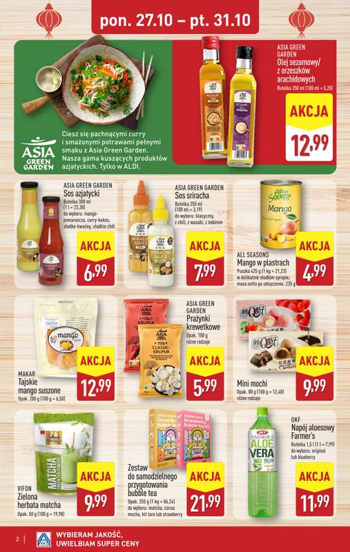 Aldi - gazetka promocyjna Smakowita podr贸偶 do Azji! od poniedzia艂ku 27.10 do pi膮tku 31.10 - strona 2 Aldi - gazetka promocyjna Smakowita podr贸偶 do Azji! od poniedzia艂ku 27.10 do pi膮tku 31.10 - strona 2
