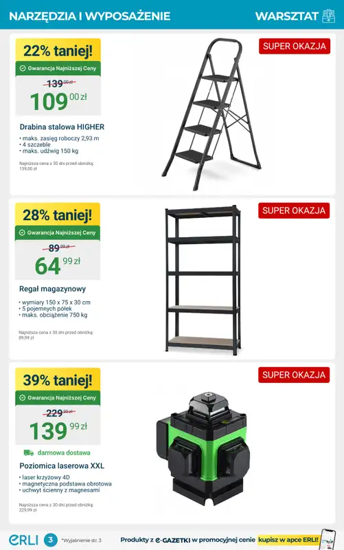 Erli - gazetka promocyjna Wielka promocja: warsztat i ogród! od czwartku 30.10 do niedzieli 02.11 - strona 3