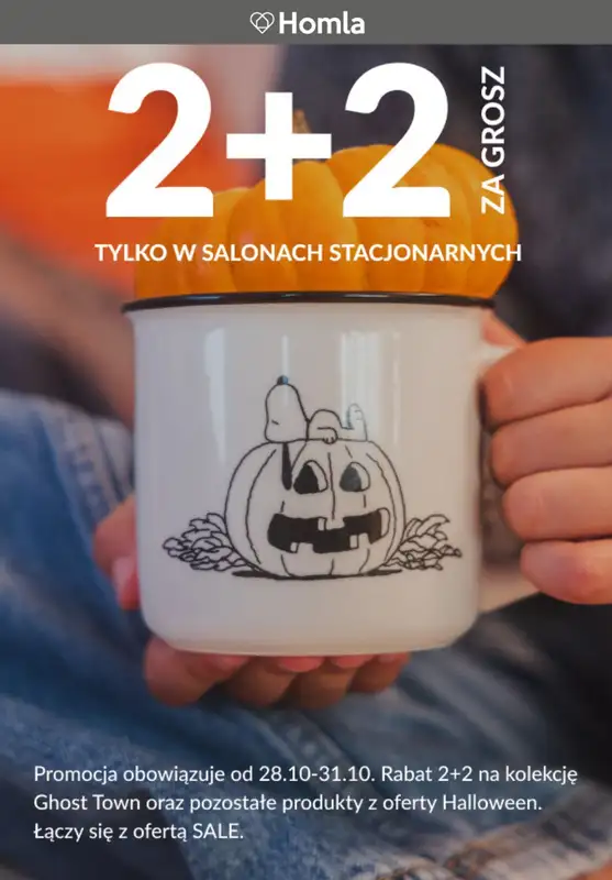Homla - gazetka promocyjna 2+2 na Halloween w sklepach stacjonarnych od środy 29.10 do piątku 31.10