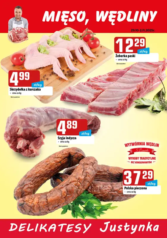 Delikatesy Justynka - gazetka promocyjna Plakaty promocyjne od czwartku 30.10 do niedzieli 02.11