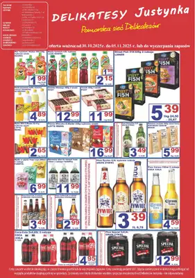Delikatesy Justynka - gazetka promocyjna Plakat promocyjny od czwartku 30.10 do środy 05.11 - strona 2 Delikatesy Justynka - gazetka promocyjna Plakat promocyjny od czwartku 30.10 do środy 05.11 - strona 2