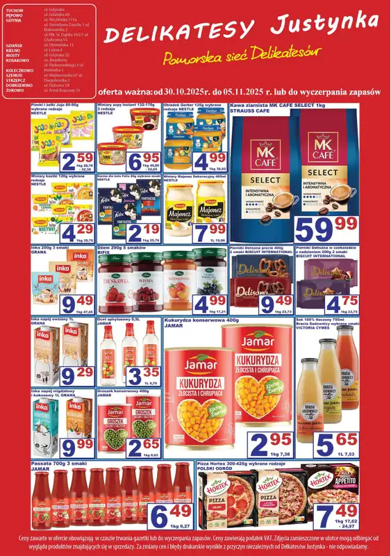 Delikatesy Justynka - gazetka promocyjna Plakat promocyjny od czwartku 30.10 do środy 05.11 - strona 3