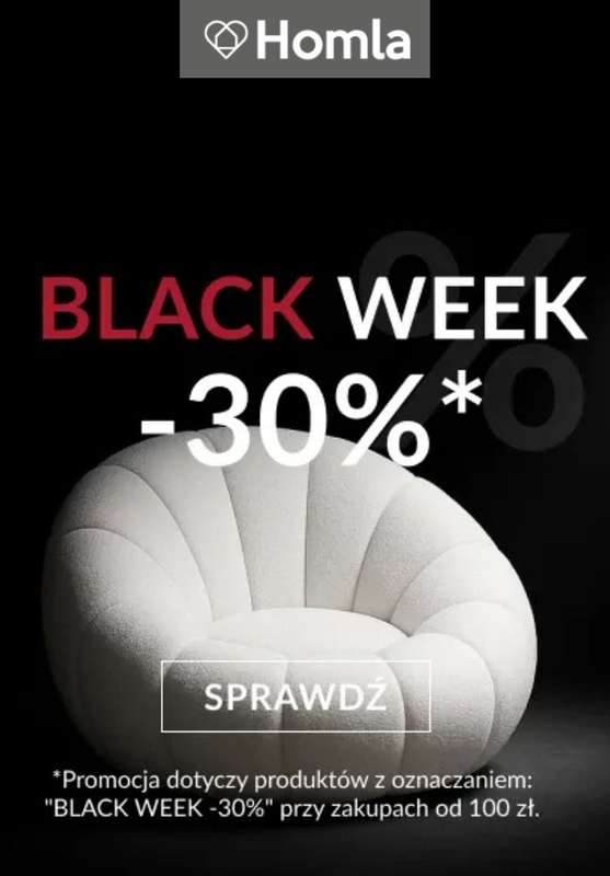 Homla - gazetka promocyjna -30% Black Week od piątku 31.10 do niedzieli 09.11