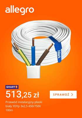 Przewód instalacyjny płaski biały YDYp 3x2,5 450/750V 100m