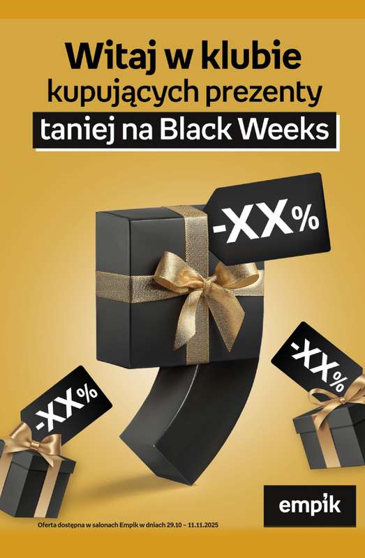Empik - gazetka promocyjna Prezenty Taniej na Black Weeks od środy 29.10 do wtorku 11.11