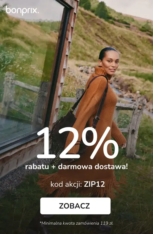 bonprix - gazetka promocyjna 12% rabatu + darmowa dostawa z KODEM!  