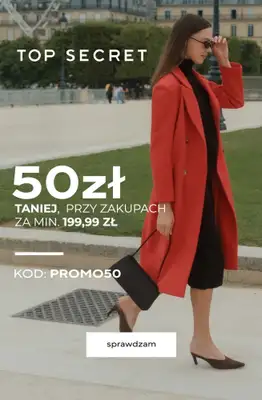 Top Secret - gazetka promocyjna -50 zł przy zakupach za min. 199,99 zł od czwartku 30.10 do piątku 31.10 Top Secret - gazetka promocyjna -50 zł przy zakupach za min. 199,99 zł od czwartku 30.10 do piątku 31.10