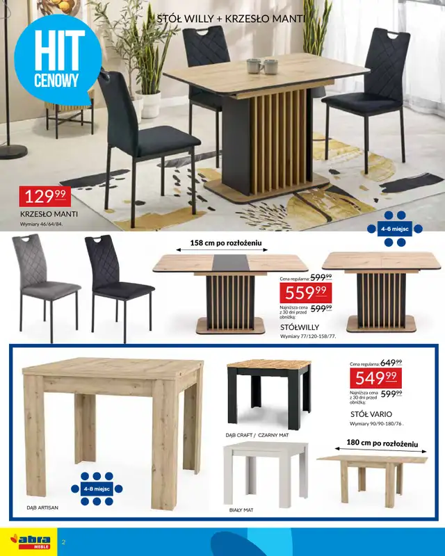 Abra Meble - gazetka promocyjna Moc promocji - stoły i krzesła w super cenach   - strona 2