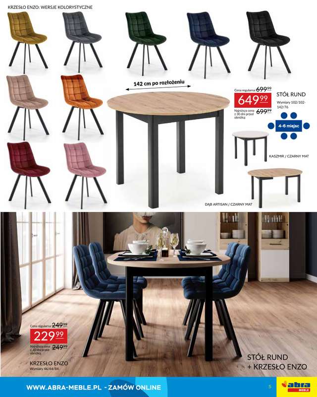 Abra Meble - gazetka promocyjna Moc promocji - stoły i krzesła w super cenach od poniedziałku 03.11 do poniedziałku 17.11 - strona 5