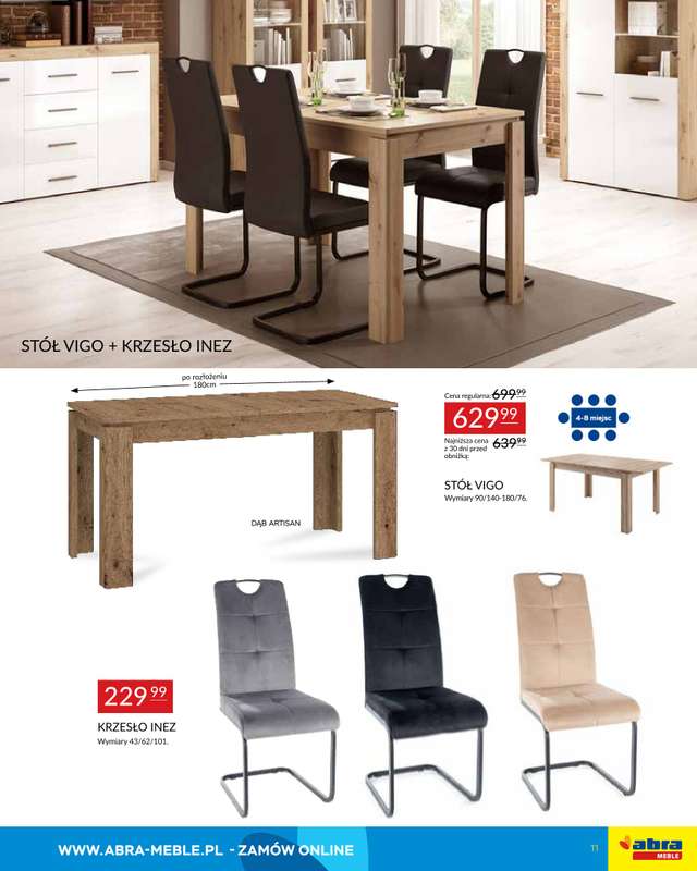 Abra Meble - gazetka promocyjna Moc promocji - stoły i krzesła w super cenach od poniedziałku 03.11 do poniedziałku 17.11 - strona 11