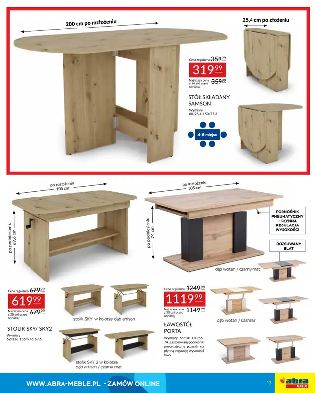 Abra Meble - gazetka promocyjna Moc promocji - stoły i krzesła w super cenach od poniedziałku 03.11 do poniedziałku 17.11 - strona 13