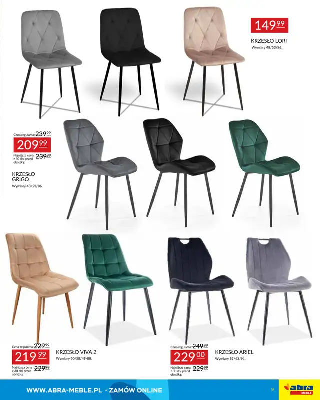 Abra Meble - gazetka promocyjna Moc promocji - stoły i krzesła w super cenach od poniedziałku 03.11 do poniedziałku 17.11 - strona 9