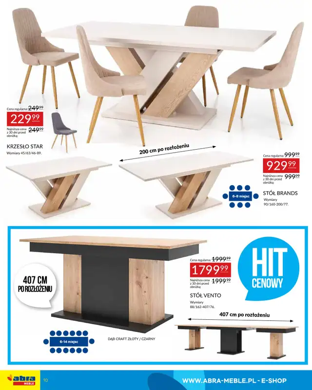 Abra Meble - gazetka promocyjna Moc promocji - stoły i krzesła w super cenach od poniedziałku 03.11 do poniedziałku 17.11 - strona 10