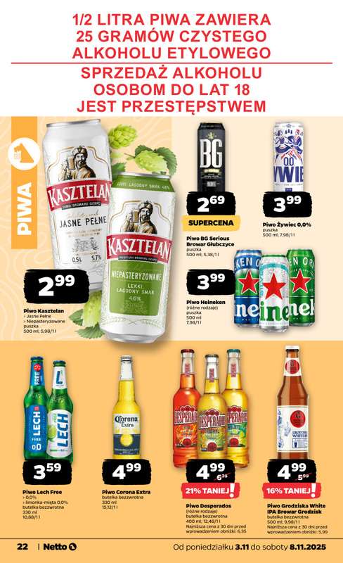 Netto - gazetka promocyjna Gazetka Spo偶ywcza od poniedzia艂ku 03.11 do soboty 08.11 - strona 22 Netto - gazetka promocyjna Gazetka Spo偶ywcza od poniedzia艂ku 03.11 do soboty 08.11 - strona 22