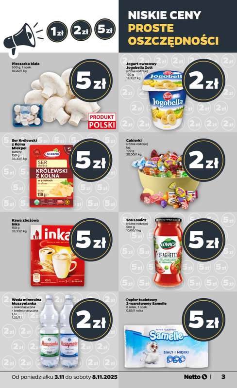 Netto - gazetka promocyjna Gazetka Spo偶ywcza od poniedzia艂ku 03.11 do soboty 08.11 - strona 3 Netto - gazetka promocyjna Gazetka Spo偶ywcza od poniedzia艂ku 03.11 do soboty 08.11 - strona 3