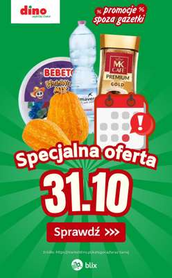 Dino - gazetka promocyjna Specjalna oferta na 31.10.2025 - promocje spoza gazetki od piątku 31.10 do piątku 31.10 Dino - gazetka promocyjna Specjalna oferta na 31.10.2025 - promocje spoza gazetki od piątku 31.10 do piątku 31.10