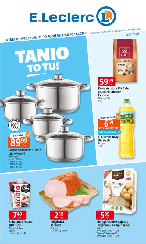 Leclerc - gazetka promocyjna Oferta E.Leclerc od wtorku 04.11 do poniedzia艂ku 10.11 Leclerc - gazetka promocyjna Oferta E.Leclerc od wtorku 04.11 do poniedzia艂ku 10.11