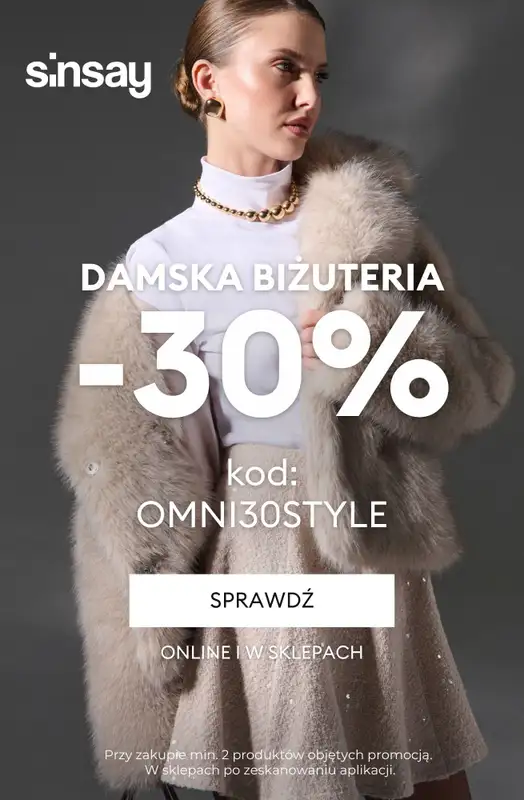 Sinsay - gazetka promocyjna -30% z KODEM na biżuterię przy zakupie min. 2 produktów  