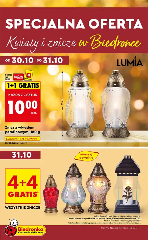 #ZNICZE - gazetka promocyjna Biedronka I Kwiaty i znicze od czwartku 30.10 do piątku 31.10