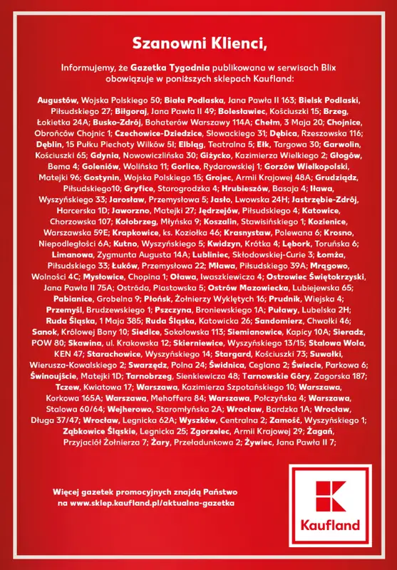Kaufland - gazetka promocyjna Plakat informacyjny - obowiązywanie gazetek  