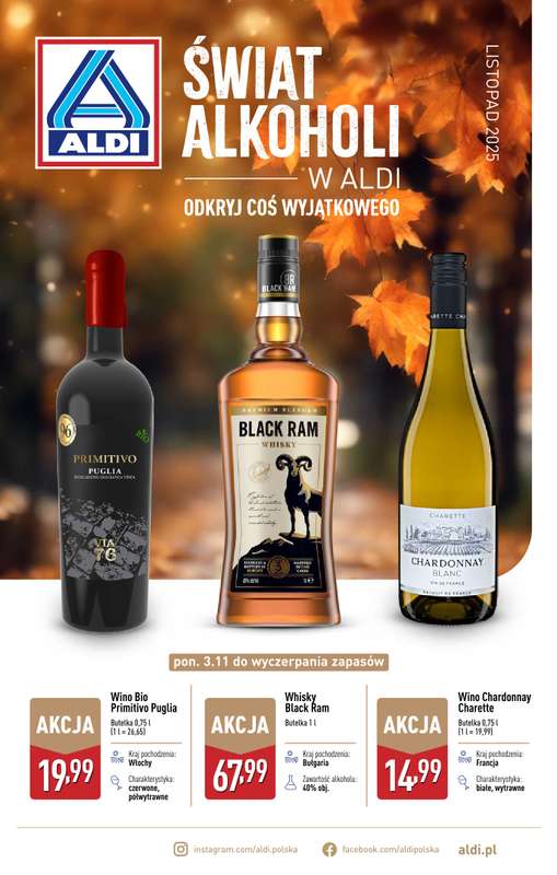 Aldi - gazetka promocyjna Gazetka alkoholowa od poniedziałku 03.11 do soboty 29.11