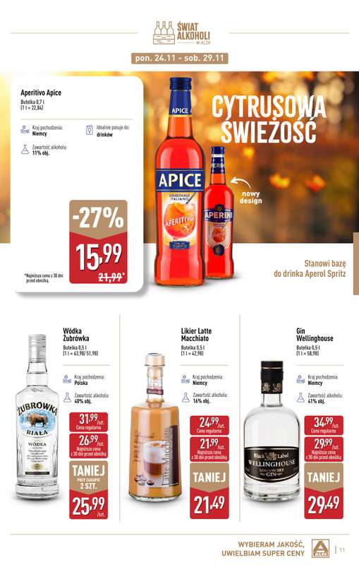 Aldi - gazetka promocyjna Gazetka alkoholowa od poniedziałku 03.11 do soboty 29.11 - strona 11