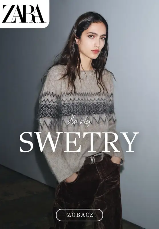 Zara - gazetka promocyjna SWETRY damskie od piątku 31.10 
