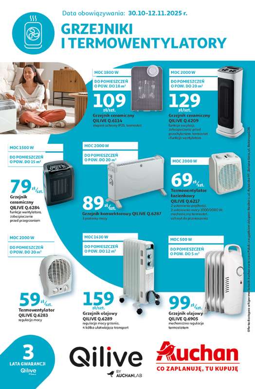 Auchan - gazetka promocyjna Gazetka grzejniki i wentylatory od czwartku 30.10 do środy 12.11