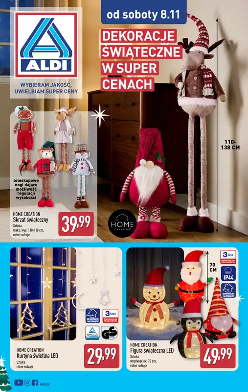 Aldi - gazetka promocyjna Dekoracje świąteczne w super cenach!  