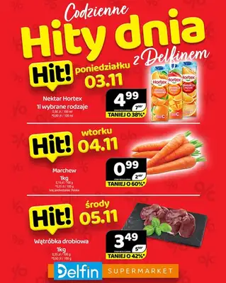 Delfin - gazetka promocyjna Codzienne hity dnia od poniedziałku 03.11 do środy 05.11