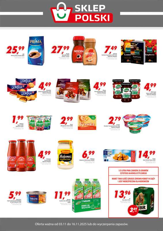Sklep Polski - gazetka promocyjna Plakat promocyjny od poniedziałku 03.11 do niedzieli 16.11
