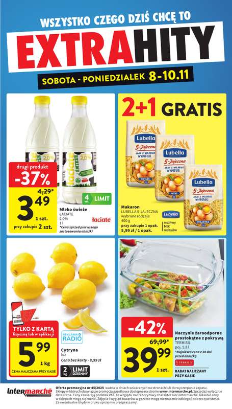 Intermarche - gazetka promocyjna Extra Hity od soboty 08.11 do poniedziałku 10.11