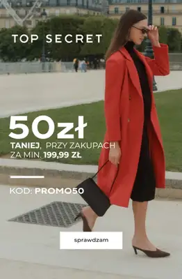 Top Secret - gazetka promocyjna -50 zł przy zakupach za min. 199,99 zł od poniedziałku 03.11 do środy 05.11