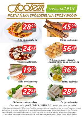Społem - Blisko i Korzystnie - gazetka promocyjna Plakat promocyjny PSS Poznań od poniedziałku 03.11 do niedzieli 23.11