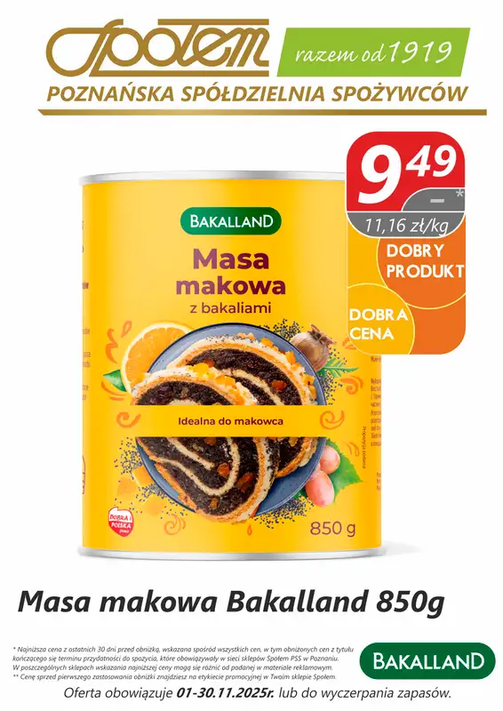 Społem - Blisko i Korzystnie - gazetka promocyjna Plakaty promocyjne PSS Poznań od poniedziałku 03.11 do niedzieli 30.11 - strona 7