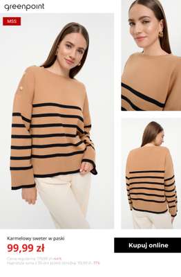 Karmelowy sweter w paski