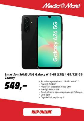 Smartfon SAMSUNG Galaxy A16 4G (LTE) 4 GB/128 GB Czarny