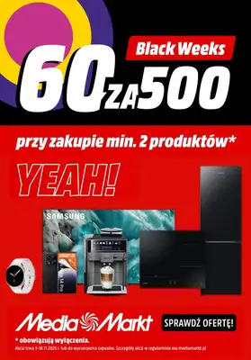 Media Markt - gazetka promocyjna 60 zł rabatu za wydane 500 zł od poniedziałku 03.11 do wtorku 18.11