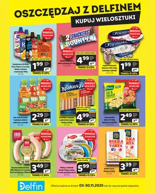 Delfin - gazetka promocyjna Oszczędzaj z Delfinem - kupuj wielosztuki od wtorku 04.11 do niedzieli 30.11