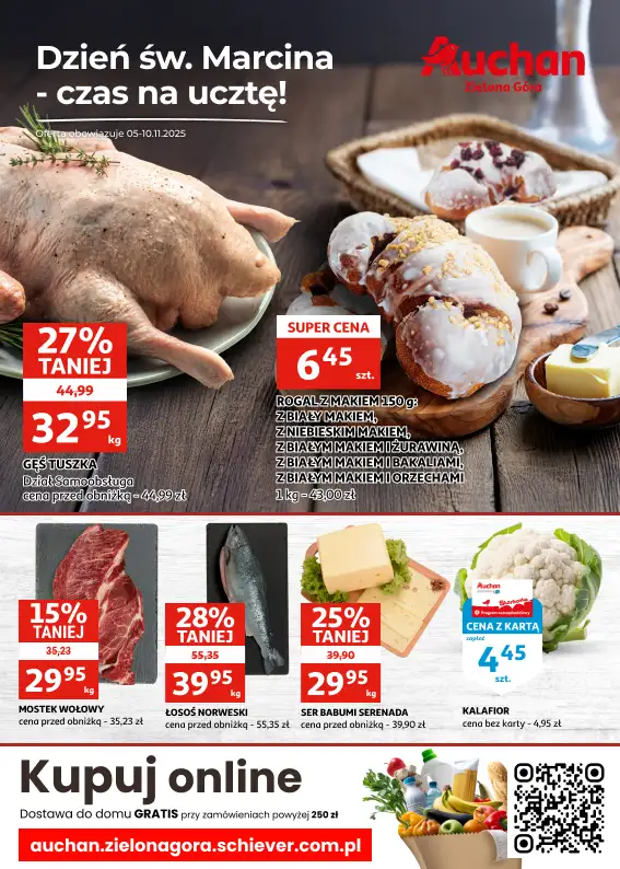 Auchan - gazetka promocyjna Gazetka Zielona Góra I Dzień św. Marcina - czas na ucztę! od środy 05.11 do poniedziałku 10.11
