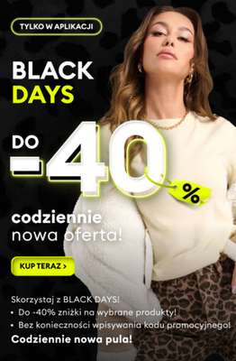 Sinsay - gazetka promocyjna Do -40% BLACK DAYS - codziennie nowa pula produktów! od wtorku 04.11 do wtorku 04.11