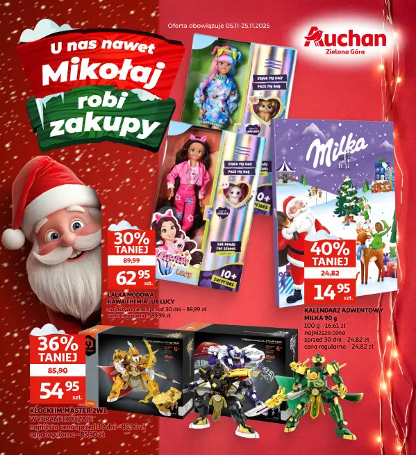 Auchan - gazetka promocyjna Gazetka Zielona Góra I U nas nawet Mikołaj robi zakupy od środy 05.11 do wtorku 25.11
