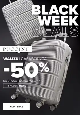 BLACK FRIDAY - gazetka promocyjna Puccini | Black Week: druga walizka -50% z kolekcji casablanca od środy 05.11 