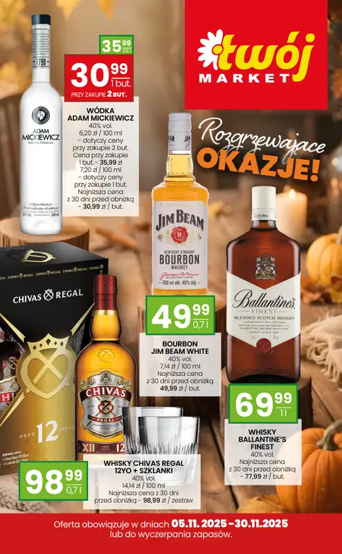 Twój Market - gazetka promocyjna Gazetka alkoholowa od środy 05.11 do niedzieli 30.11