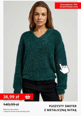 Puszysty sweter z metaliczną nitką