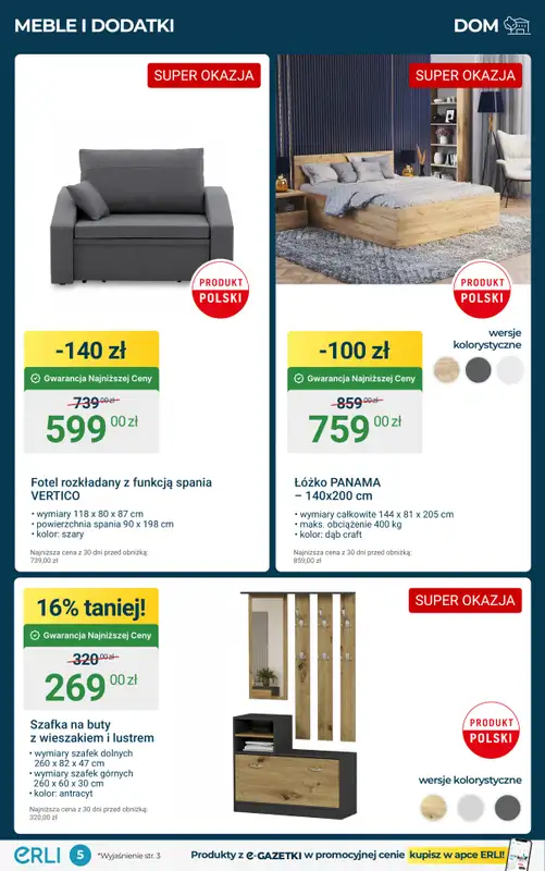 Erli - gazetka promocyjna Black Weeks - Meble do domu w supercenach! od środy 05.11 do niedzieli 09.11 - strona 5