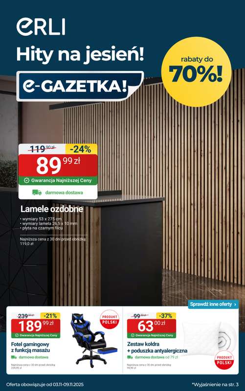 Erli - gazetka promocyjna Black Weeks - Meble do domu w supercenach! od środy 05.11 do niedzieli 09.11