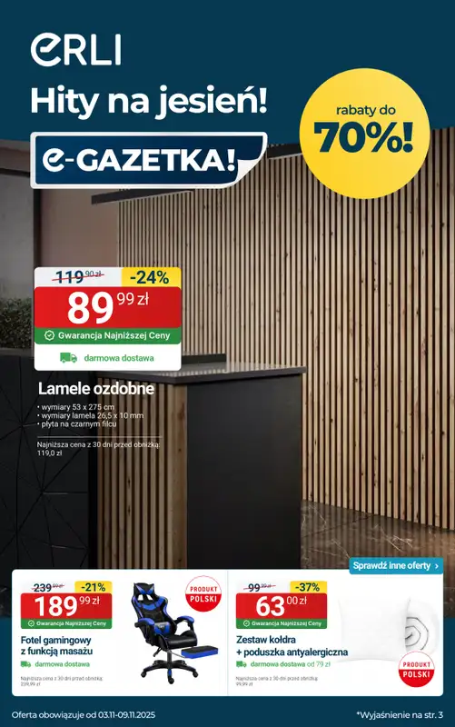 Erli - gazetka promocyjna Black Weeks - Meble do domu w supercenach! od środy 05.11 do niedzieli 09.11