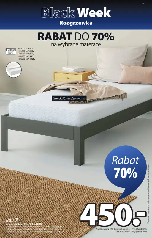 Jysk - gazetka promocyjna Black Week Rozgrzewka. Rabat do 70% od środy 12.11 do niedzieli 30.11 - strona 9