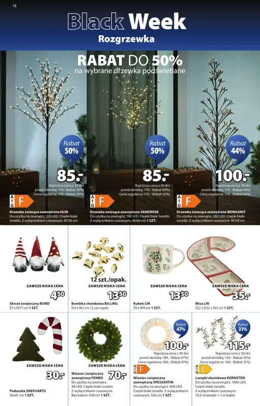 Jysk - gazetka promocyjna Black Week Rozgrzewka. Rabat do 70% od środy 12.11 do niedzieli 30.11 - strona 18